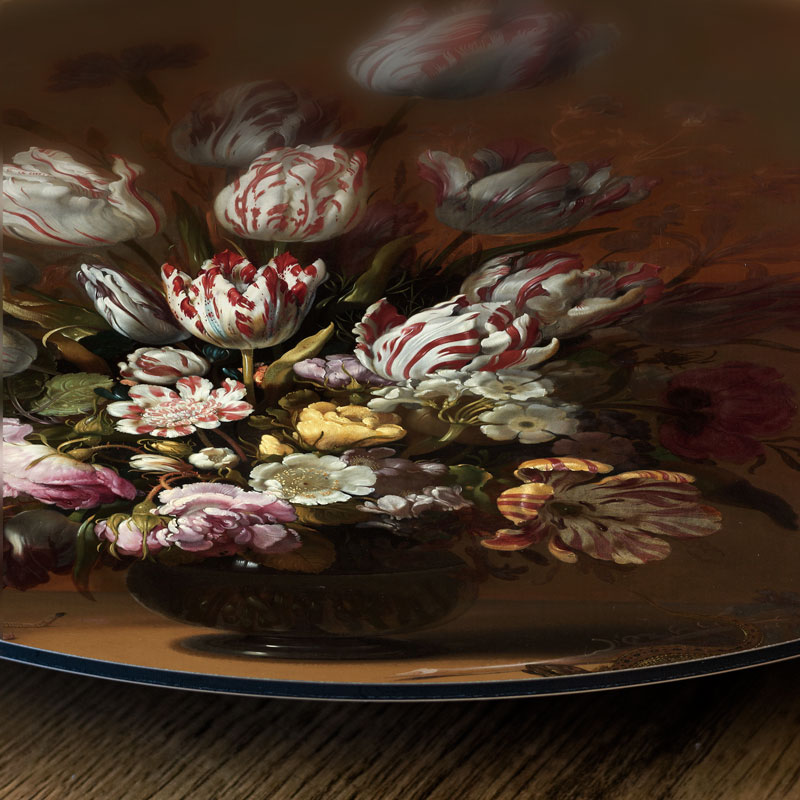 Wandcirkel Stilleven met bloemen van Abraham Mignon