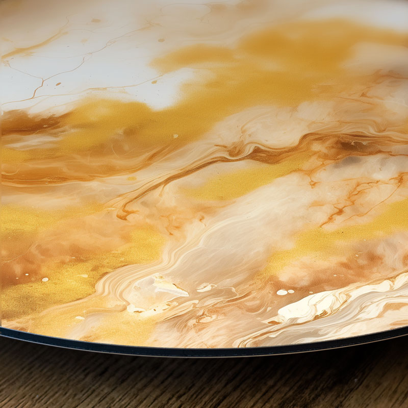 Wandcirkel Marmer Geel/Goud - 30 cm