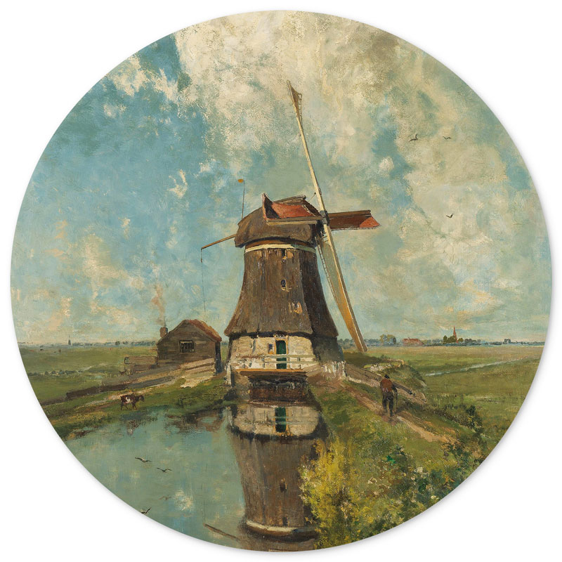 Wandcirkel In the Month of July landschap met molen van Paul Joseph Constantin Gabriël 30 cm