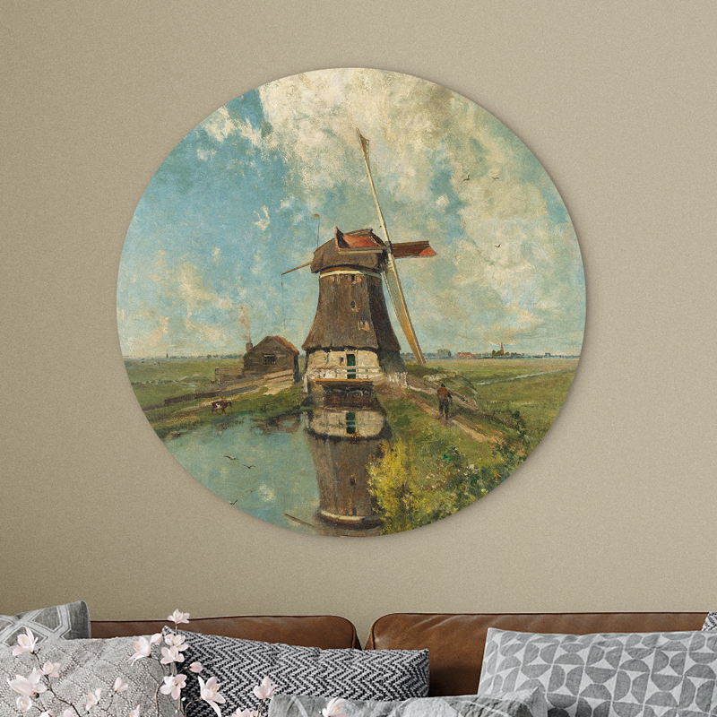 Wandcirkel In the Month of July landschap met molen van Paul Joseph Constantin Gabriël 30 cm