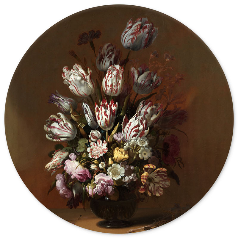 Wandcirkel Stilleven met bloemen van Abraham Mignon