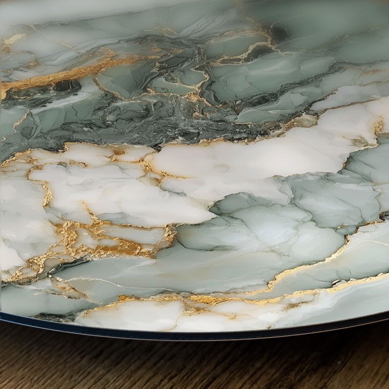 Wandcirkel Marmer Groen/Goud - 30 cm