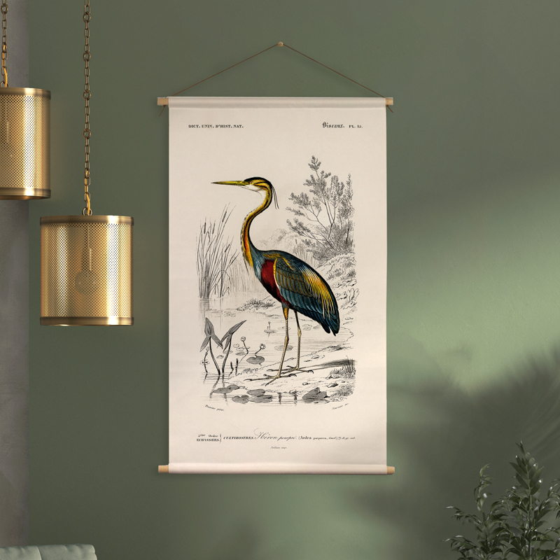 Wanddoek Reiger Charles D’ Orbigny 65x45cm