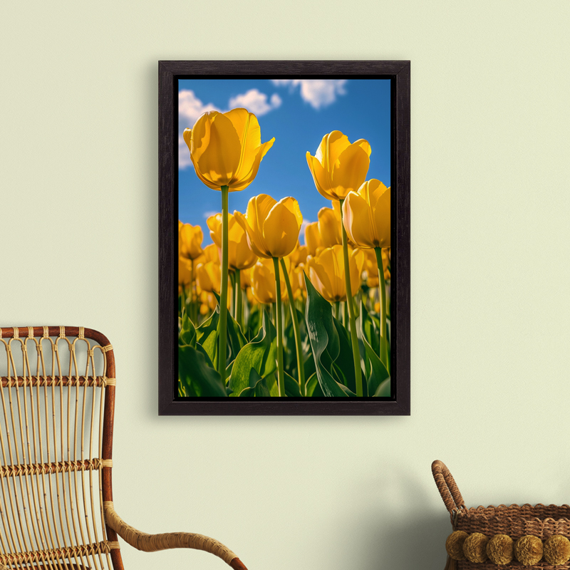 Schilderij Gele Tulpen in zwarte baklijst